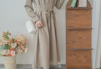 【現貨限量回歸 beige ONLY】Pleated Waist Dress 腰間車褶極顯瘦連身裙/ DS9667
