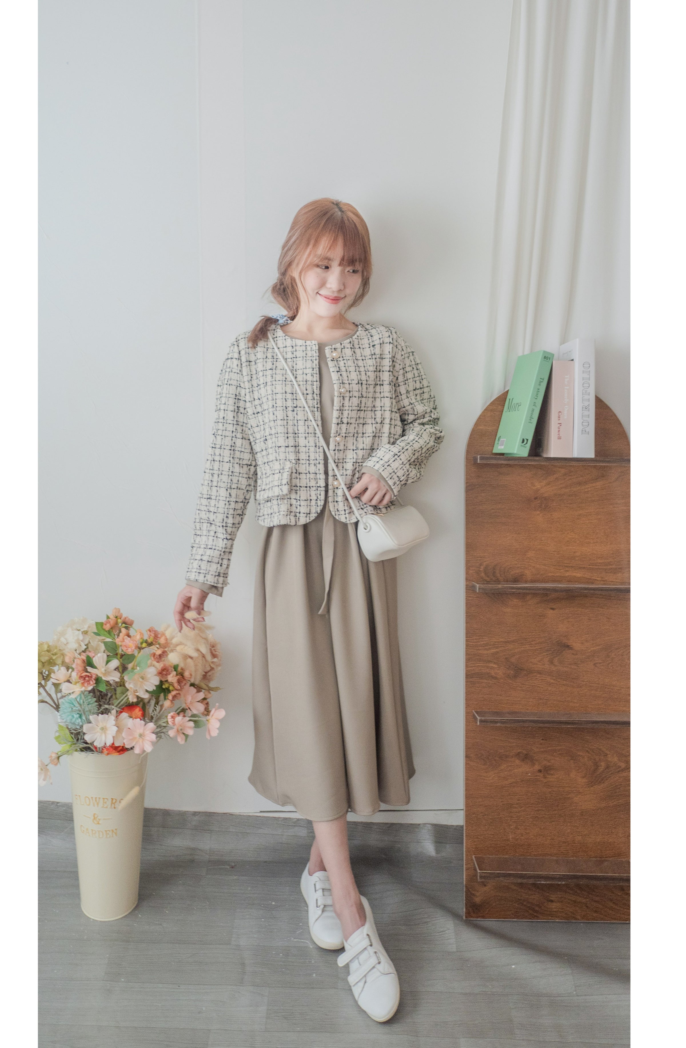 【現貨限量回歸 beige ONLY】Pleated Waist Dress 腰間車褶極顯瘦連身裙/ DS9667