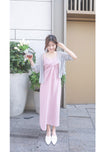 Wrap Vest Dress 彈性交叉領口不貼微修腰吊帶連身裙/ DS9676