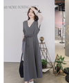[限量現貨回歸]  Vest Belt Dress 防皺V領中間修飾線修腰背心裙/ DS9665