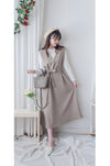 [限量現貨回歸]  Vest Belt Dress 防皺V領中間修飾線修腰背心裙/ DS9665