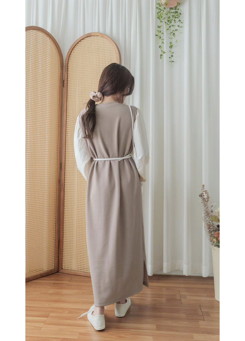 【現貨限量回歸 】Spliced Dress 拼接側開叉無領仿背心裙外穿連身裙/ DS9696