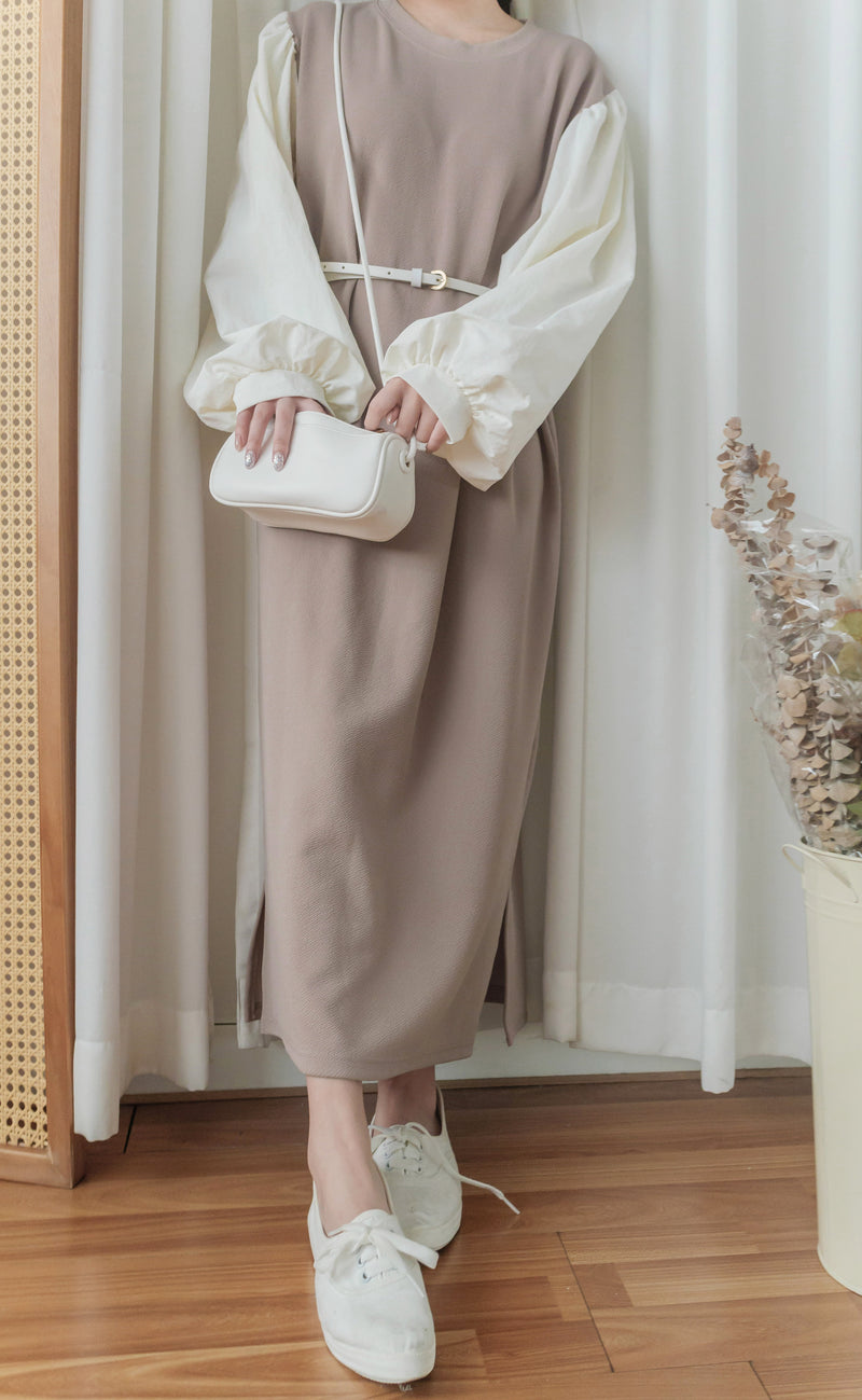 【現貨限量回歸 】Spliced Dress 拼接側開叉無領仿背心裙外穿連身裙/ DS9696