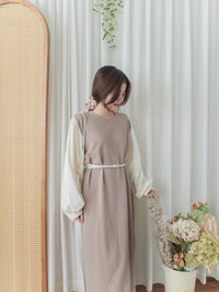 【現貨限量回歸 】Spliced Dress 拼接側開叉無領仿背心裙外穿連身裙/ DS9696