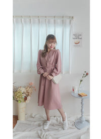 [限量現貨回歸]  Only Alice Dress 疊領日常優雅顯瘦弧腰線修腰連身裙/ DS9704