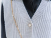 Pearl V Vest, Cardigan 珍珠鈕扣混閃線針織V領背心/ KT8174 (Lightsteelblue sold out)