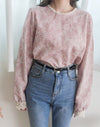 [ Limited return! Pink Only ] Line Floral Blouse/ 氣質精緻花布通花上衣/ BU9077
