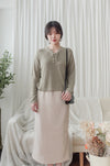 Strape Collar Knit Top 卡其杏軟糯特色綁帶線料上衣/ TP9096