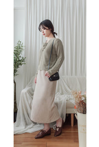 Strape Collar Knit Top 卡其杏軟糯特色綁帶線料上衣/ TP9096