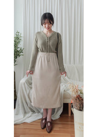Strape Collar Knit Top 卡其杏軟糯特色綁帶線料上衣/ TP9096