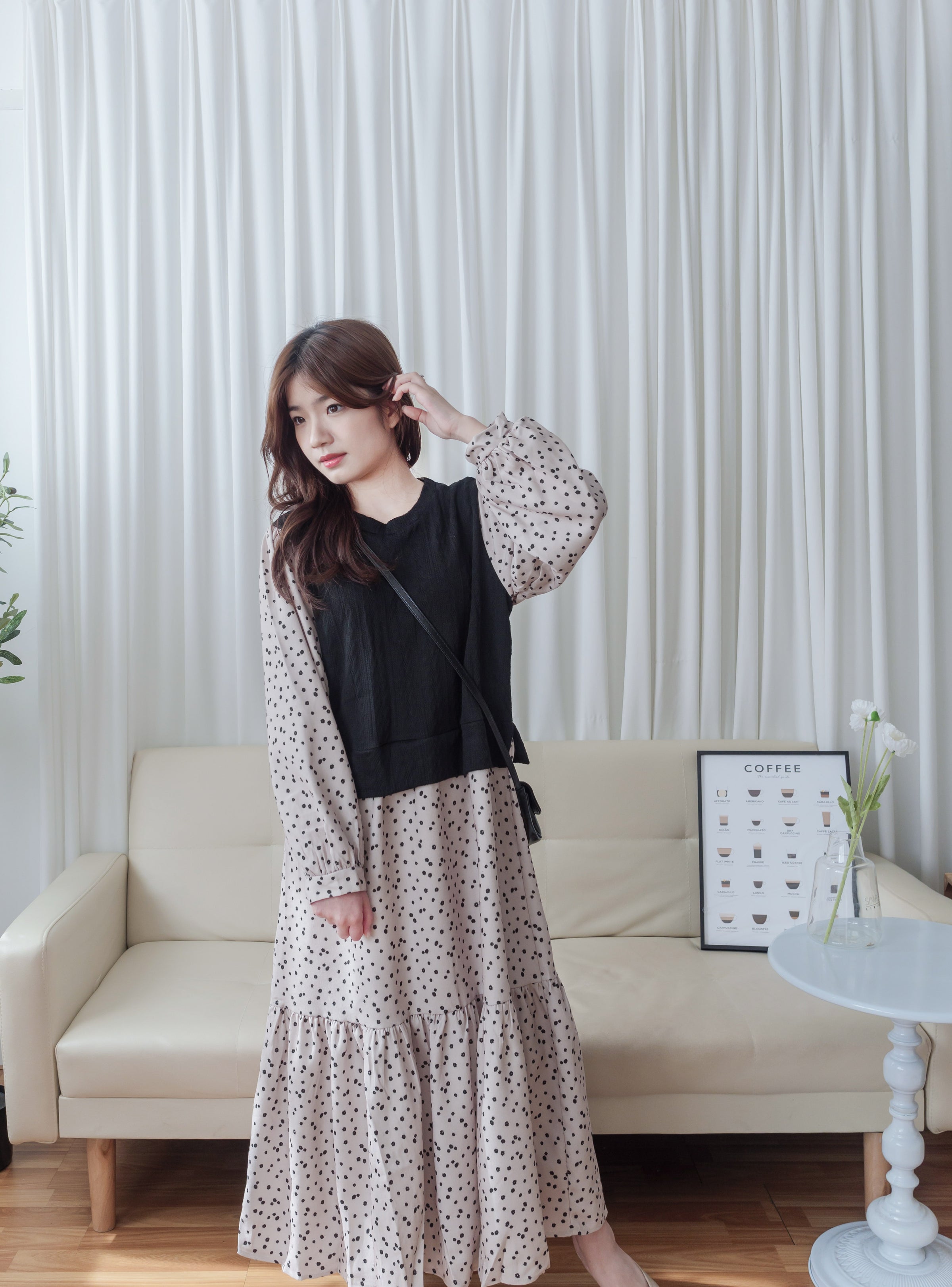 【現貨限量回歸 】Daisy Dress 拼針織背心Daisy印花傘連身裙/ DS9765