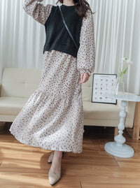 【現貨限量回歸 】Daisy Dress 拼針織背心Daisy印花傘連身裙/ DS9765