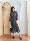 (限定熱賣重開❗) Rhombus Chiffon Dress 菱格雙百褶側束腰顯瘦連身裙/ DS9797 (pre-order 2月13日截單)