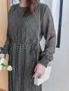 (限定熱賣重開❗) Rhombus Chiffon Dress 菱格雙百褶側束腰顯瘦連身裙/ DS9797 (pre-order 2月13日截單)