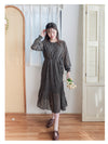 (限定熱賣重開❗) Rhombus Chiffon Dress 菱格雙百褶側束腰顯瘦連身裙/ DS9797 (pre-order 2月13日截單)
