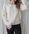 Square Collar Knit 立體鈕紋方領針織/ TP9107