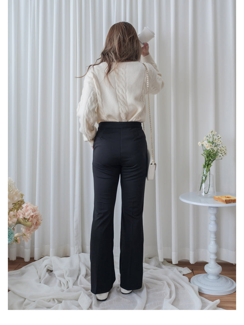 （推薦舒適改善腿形) Black Elastic Pants 全條彈性黑色顯瘦褲/ PT8450