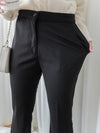 （推薦舒適改善腿形) Black Elastic Pants 全條彈性黑色顯瘦褲/ PT8450