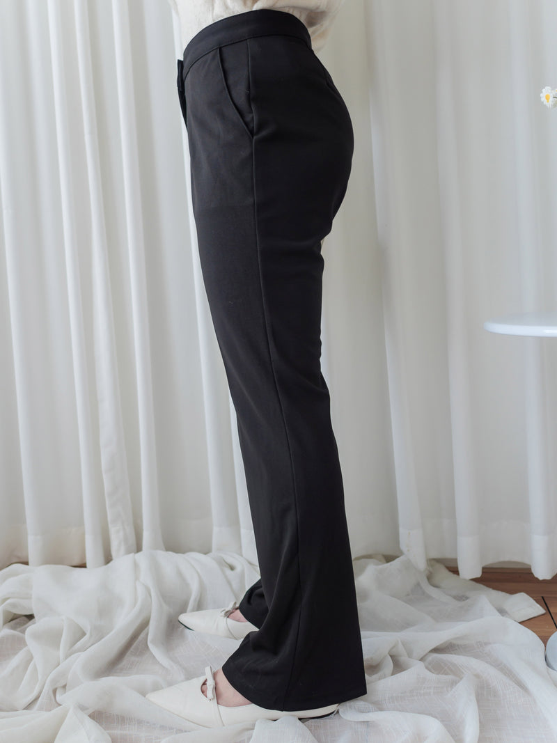 （推薦舒適改善腿形) Black Elastic Pants 全條彈性黑色顯瘦褲/ PT8450