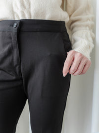 （推薦舒適改善腿形) Black Elastic Pants 全條彈性黑色顯瘦褲/ PT8450