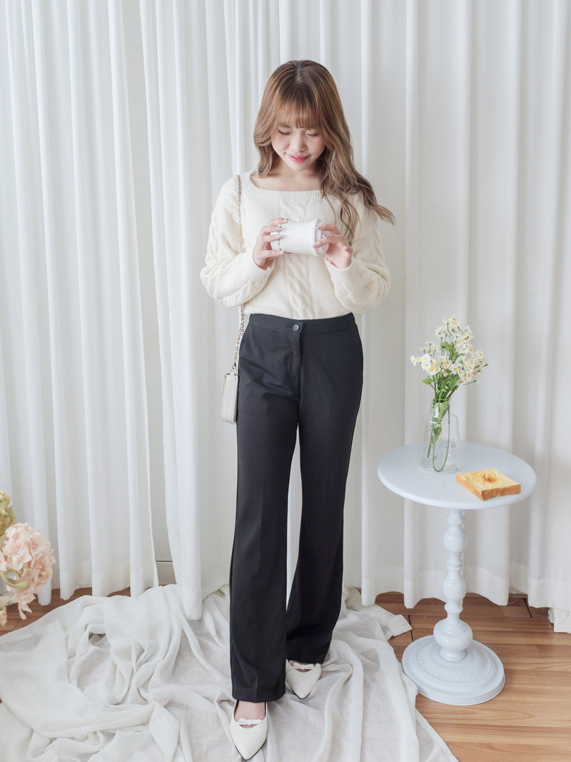 （推薦舒適改善腿形) Black Elastic Pants 全條彈性黑色顯瘦褲/ PT8450