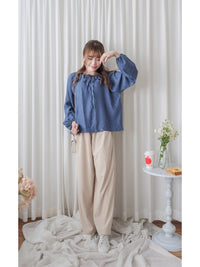 Suede Loose Pants 高腰顯腿長燈芯絨隨性闊褲/ PT8446 （beige sold out)