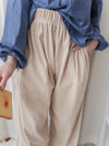 Suede Loose Pants 高腰顯腿長燈芯絨隨性闊褲/ PT8446 （beige sold out)