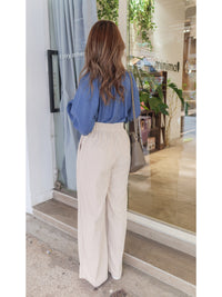 Suede Loose Pants 高腰顯腿長燈芯絨隨性闊褲/ PT8446 （beige sold out)