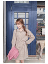 Check Side Dress 啡色小格側修腰恤衫連身裙/ DS9796