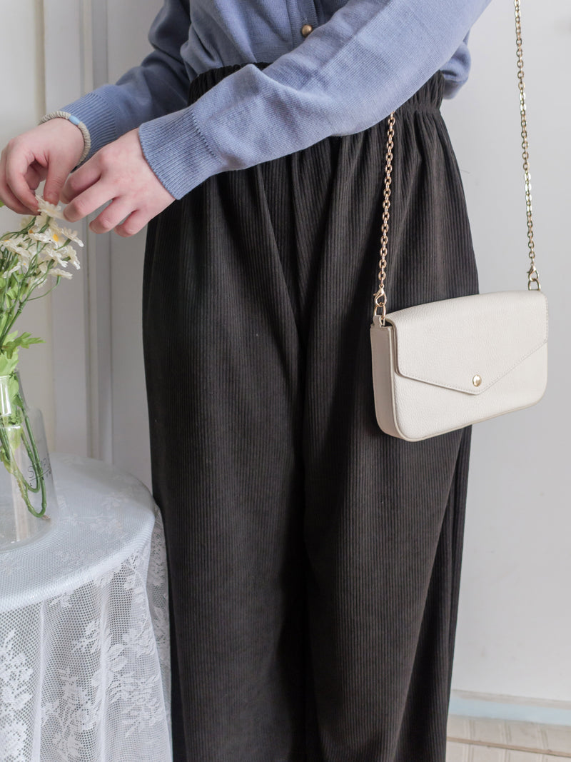 Suede Loose Pants 高腰顯腿長燈芯絨隨性闊褲/ PT8446 （beige sold out)