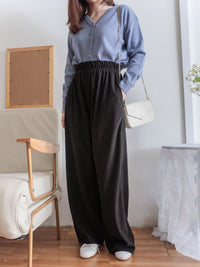 Suede Loose Pants 高腰顯腿長燈芯絨隨性闊褲/ PT8446 （beige sold out)