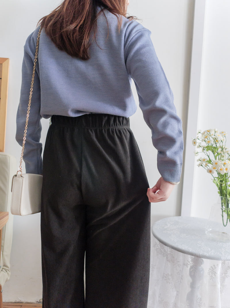 Suede Loose Pants 高腰顯腿長燈芯絨隨性闊褲/ PT8446 （beige sold out)