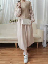 Knit Dress 設計感織紋拼布隨性連身裙/ DS9803