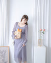 Lavender Check Dress 薰衣草方領格紋顯腰連身裙/ DS1020