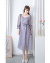 Lavender Check Dress 薰衣草方領格紋顯腰連身裙/ DS1020