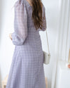 Lavender Check Dress 薰衣草方領格紋顯腰連身裙/ DS1020