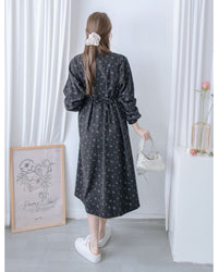 Floral Dress 燈芯絨印花顯腿長弧腰連身裙/ DS1024 (pre-order 11月24截單)