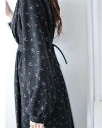 Floral Dress 燈芯絨印花顯腿長弧腰連身裙/ DS1024 (pre-order 11月24截單)