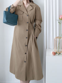 Trench Coat Dress 彈性束腰顯鎖骨風衣或連身裙/ DS1023 (pre-order navy 11月24截單)