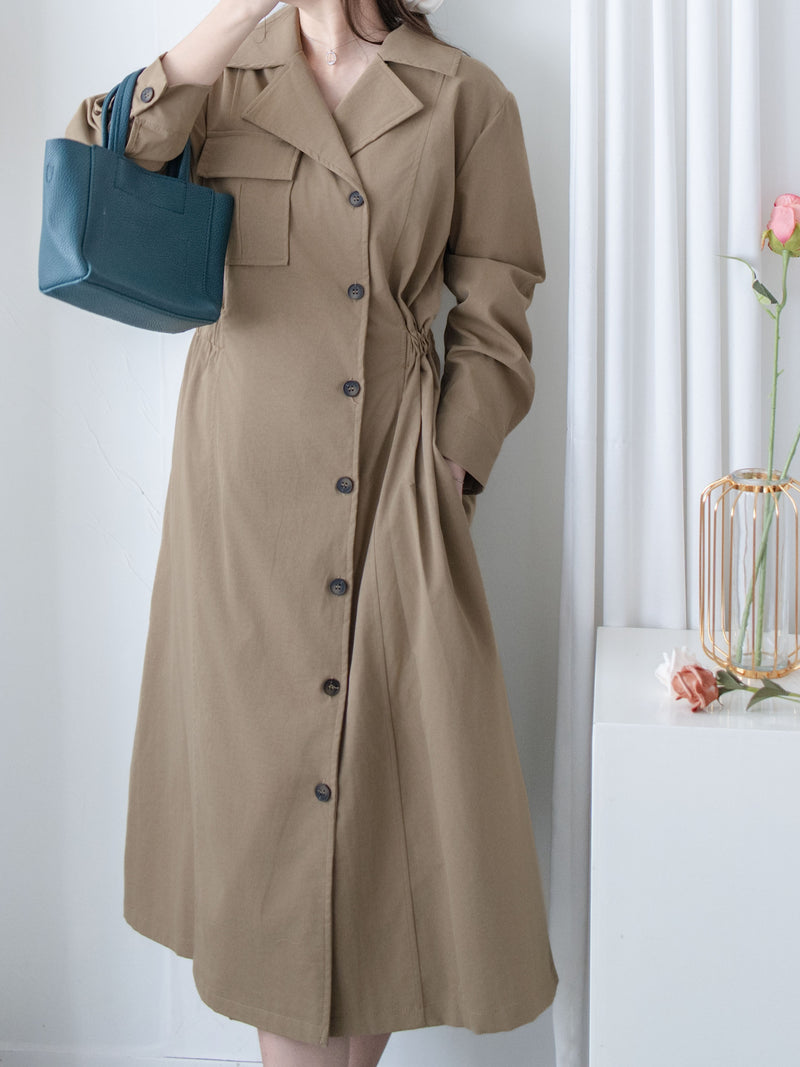 Trench Coat Dress 彈性束腰顯鎖骨風衣或連身裙/ DS1023 (pre-order navy 11月24截單)