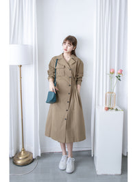 Trench Coat Dress 彈性束腰顯鎖骨風衣或連身裙/ DS1023 (pre-order navy 11月24截單)