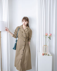 Trench Coat Dress 彈性束腰顯鎖骨風衣或連身裙/ DS1023 (pre-order navy 11月24截單)