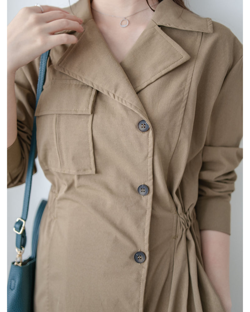 Trench Coat Dress 彈性束腰顯鎖骨風衣或連身裙/ DS1023 (pre-order navy 11月24截單)