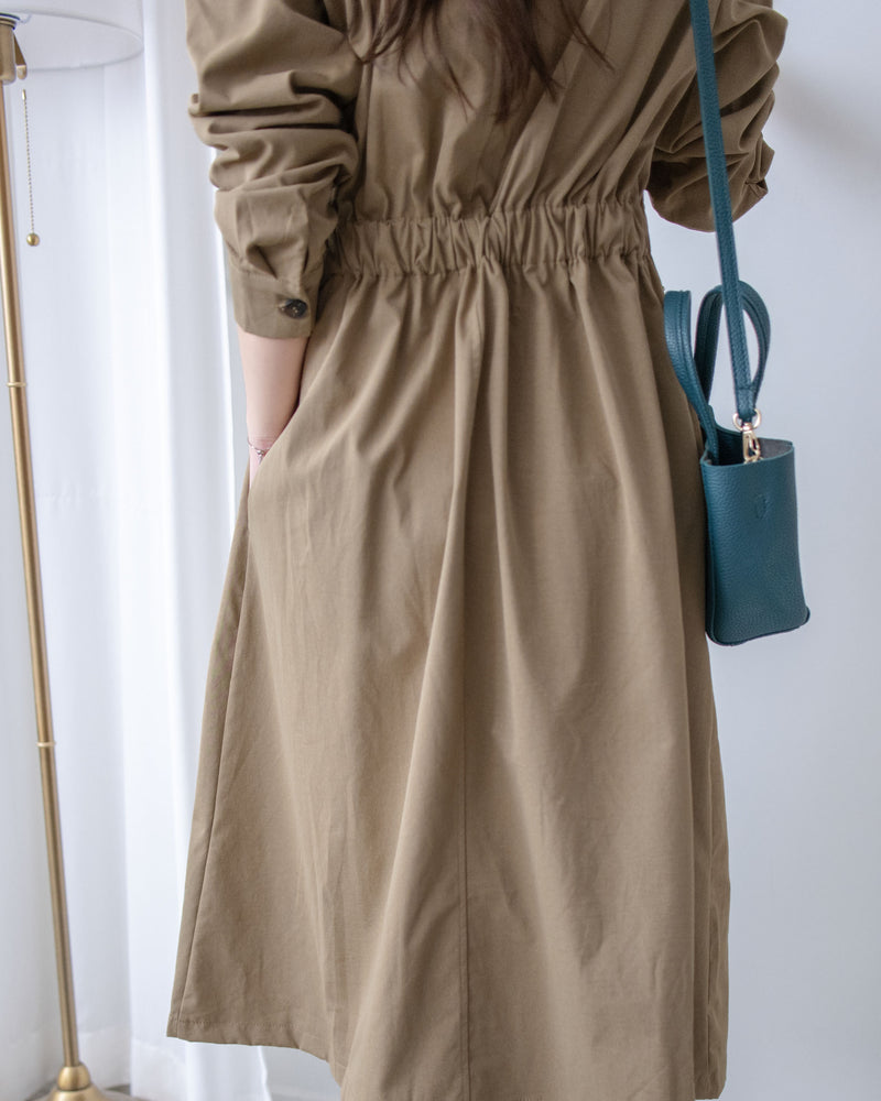 Trench Coat Dress 彈性束腰顯鎖骨風衣或連身裙/ DS1023 (pre-order navy 11月24截單)