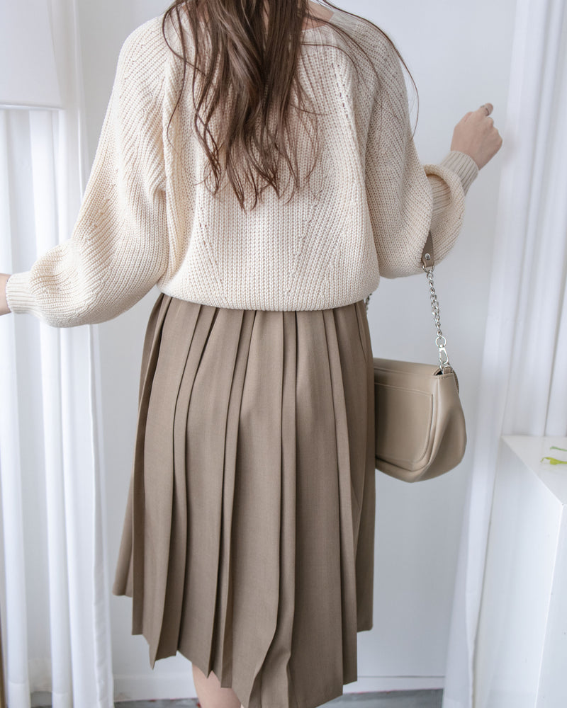 Square collar Top  方領百搭織紋防毛針織上衣/ KT8187 (pre-order green/ivory 11月24截單)