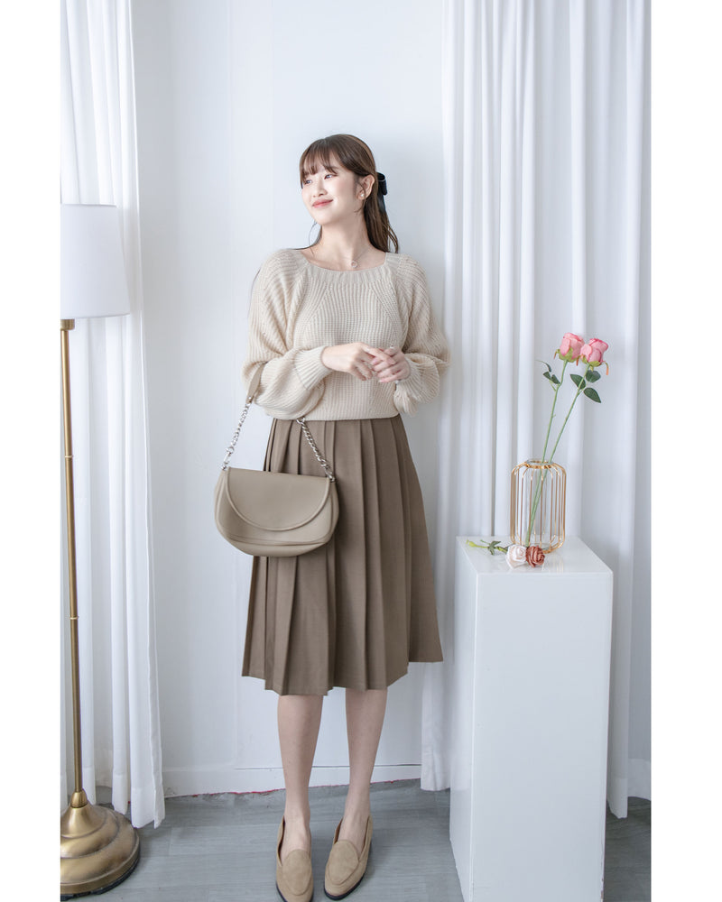 Square collar Top  方領百搭織紋防毛針織上衣/ KT8187 (pre-order green/ivory 11月24截單)