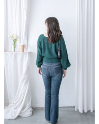 Square collar Top  方領百搭織紋防毛針織上衣/ KT8187 (pre-order green/ivory 11月24截單)