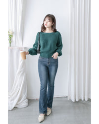 Square collar Top  方領百搭織紋防毛針織上衣/ KT8187 (pre-order green/ivory 11月24截單)