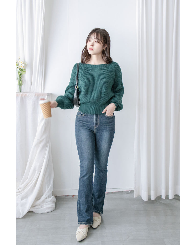 Square collar Top  方領百搭織紋防毛針織上衣/ KT8187 (pre-order green/ivory 11月24截單)