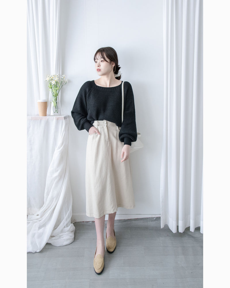 Square collar Top  方領百搭織紋防毛針織上衣/ KT8187 (pre-order green/ivory 11月24截單)